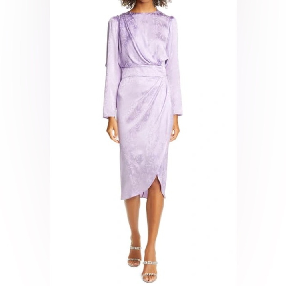 Ronny Kobo “Jade” Long Sleeve Silk Blend Dress In Lavender Size Small